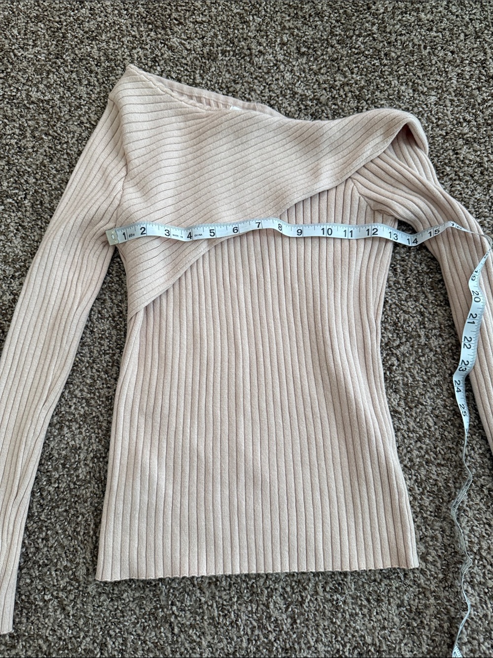 Heartloom One-Shoulder Ribbed Knit Sweater - Dusty Blush